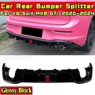 Golf MK8 GTI Rear Bumper Splitter Glossy Black With Lamp Style Rear Bumper Spoiler For VW Golf MK8 G