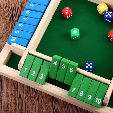 Shut The Box Craps Board Game Craps and Wooden Flaps 4 Player Pub Bar Party Supplies Family Entertai