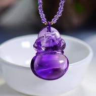 極品天然巴西天然紫水晶錢袋子 雕刻福在眼前 晶體通透 顏色美豔