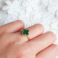 HIJAU 1 Gram Light Gold Green Clover Ring