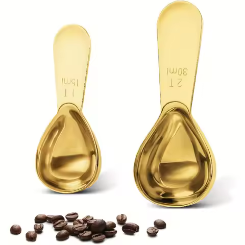 Metal Coffee Scoop For Ground Coffee, Stainless Steel Golden Measuring Spoon,Small Coffee Scale 15ML
