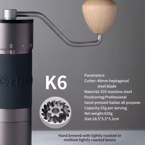 Kingrinder K2/K6 Manual Coffee Grinder 420 Baja Tahan Karat 38mm/48mm Burr Grinding Core Portable Pe