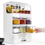 Multifunctional dust-proof organizer kitchen storage organizer set seasoning rack spice container so