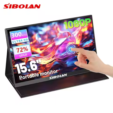 Sibolan 15.6" Portable Monitor 1080p Touch Screen Laptop Extender Screen 1920x1080 72% sRGB Multi-To