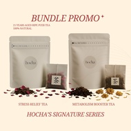 Hocha Calm & Cleanse Tea Bundle | Rose + Chrysanthemum with 21-Year Puer | 10 Teabags x2 | Resealabl