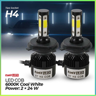 BEST SELLER TaffLED Lampu Depan Mobil LED COB Headlight H4 Cool White 2 PCS / lampu mobil depan supe