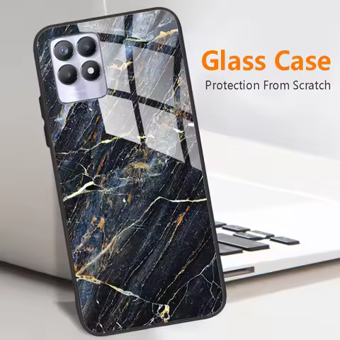 For Realme 8 4G 5G Case 8 Pro Tempered Glass Phone Case For Oppo Realme 8i RMX3151 Back Cover For Re