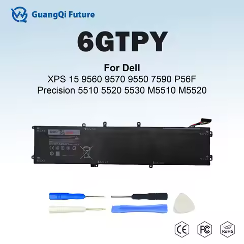 6GTPY Laptop Battery for Dell XPS 15 9560 9570 9550 7590 Precision 5520 5530 Vostro 7500 5XJ28 i7-77
