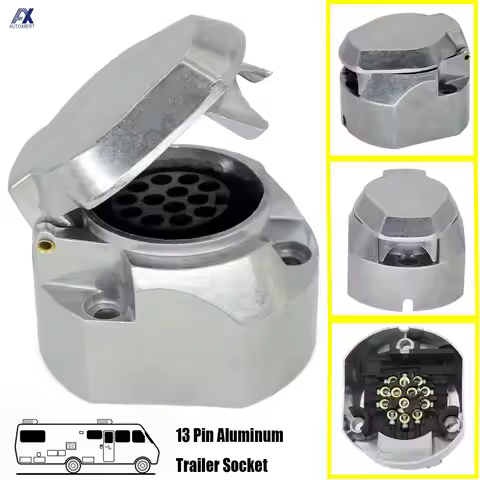 Durable Aluminum Euro RU Trailer Socket 13 Pin 12V Waterproof Metal Plug Electrical Connector Boat T