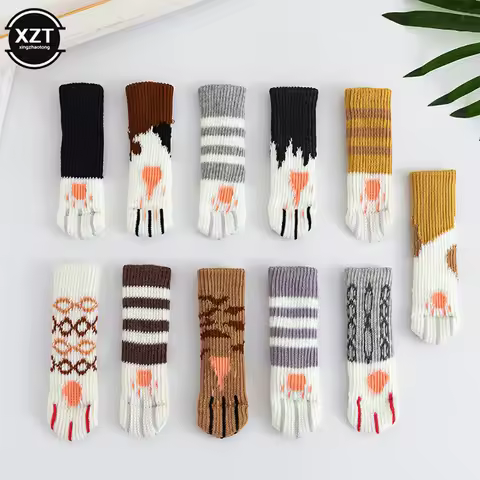 4Pcs Table And Chair Foot Pad Foot Cover Knitted Socks Cat Claw Mute Wear-resistant Non-slip suitabl
