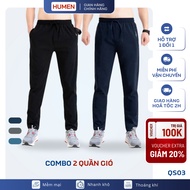 [COMBO 02] Men's Sports Wind Pants Straight Fit HUMEN Men's Stretch Waist Trousers QS03-2