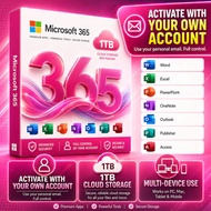 Microsoft 365 Family Annual Plan | Own Email Activation | Word Excel PowerPoint | 1TB OneDrive | 5 D