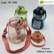 BT-1300 A-18 1300ml Sticker Large Capacity Plastic Water Bottle with Straw L12*H20cm