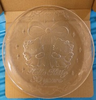 ［中古］2004年 出品 Sanrio Hello kitty 30週年透明磨砂浮雕玻璃碟