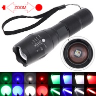 SecurityIng A100 Multi-function Strong Light Flashlight Waterproof RGB Red Green Blue White Light To