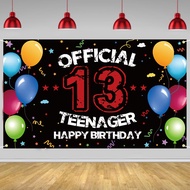 13th Birthday Decorations – Happy 13th Banner Backdrop – Official Teenager Yard Sign – Photo Booth P