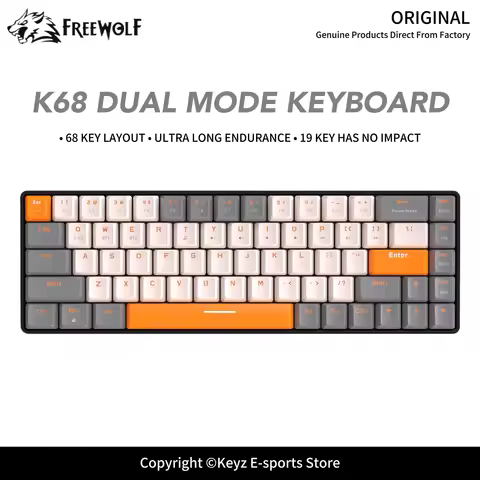 68 Keys Compact Wireless Mechanical Keyboard FREEWOLF K68 Bluetooth Gaming Keyboard Hot-Swappable 19