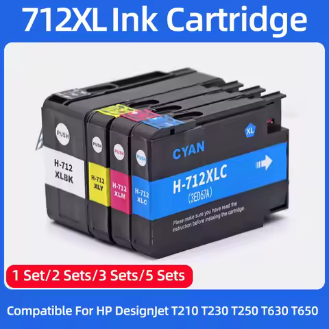 1Set 712 XL 712XL 3ED71A 3ED67A Ink Cartridge Compatible for HP712 for HP DesignJet T210 T230 T250 T