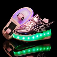 wing Double-wheel led shoes kids luminous shoes children's outdoor sports shoes sneakers for women r