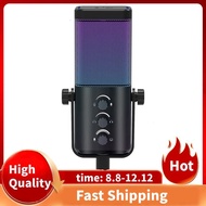 USB Gaming Microphone RGB Condenser Mic with Noise Cancellation Monitoring for Streaming/Recording/A