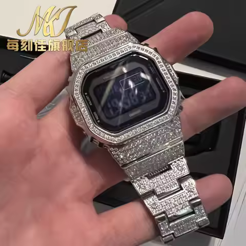 Diamond watch strap set for CASIO DW-5600E GW-B5600 DW-5600BB/5600HR DW-5700/5735/5750 GWX-5600 silv