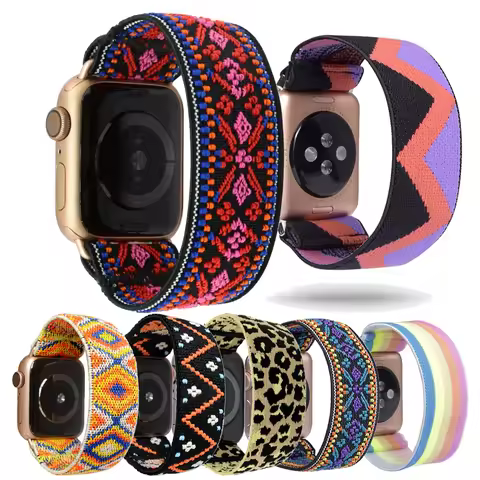 Scrunchie Strap for apple watch band 40mm 44mm45mm/41mm 42mm 38mm iwatch women girl Stretchy bracele