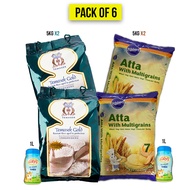Temasek Gold Basmathi Rice 5kgX2, Pillsbury Atta Multi Grains 5kgX2, GRB Ghee Jar 1LX2, Multigrain atta, Flour, Pure ghee, Cow ghee, Rice, Basmati rice, Grocery (Pack of 6)