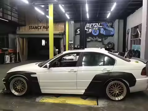 For BMW M3 E46 2-door and 4-door Upgrade LB Style Wide-body Kit Front Lip Fender Wide-body