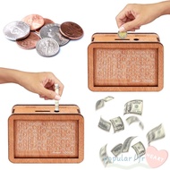 POPULARFR Money Box, Wooden Handmade Piggy Bank, Crafts with Saving Money Goals Counter Reusable Mon