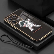 [Free Strap] Redmi Note 13 Pro+Plus xiaomi redmi Note13 Pro 5G Astronaut Electroplating Silicone Case Cartoon Phone Casing Protective Cover