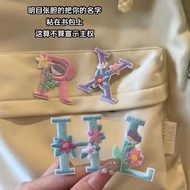 Name Tag Flower Embroidery Name Tag Letter Sticker English Embroidered Cloth Sticker Couple Announce