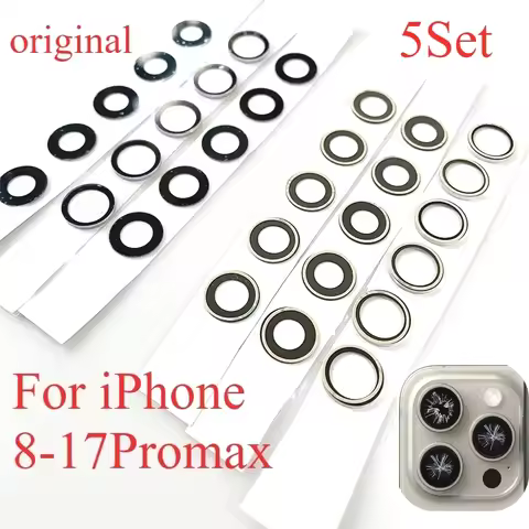 5Set Original Sapphire Back Camera Lens Glass Adehesive For iPhone X XS XR 11 14 17 Pro Max 12 mini 