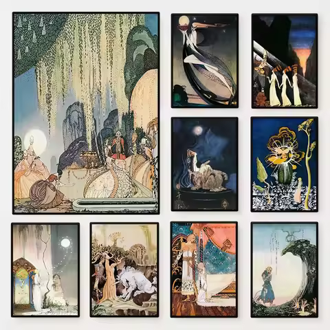 Kay Nielsen Illustration Collection Poster Vintage Famous Folklore Fairytale Canvas Painting Wall Ar