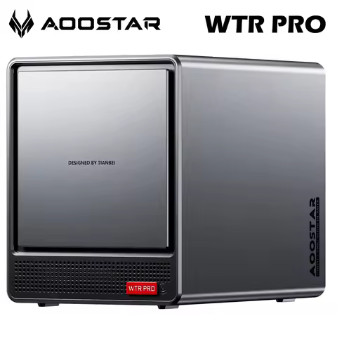 AOOSTAR WTR Pro NAS Mini PC AMD Ryzen 7 5825U DDR4*2 3200MT/s Support 2.5/3.5" HDD*4 M.2*2 2280 NVMe