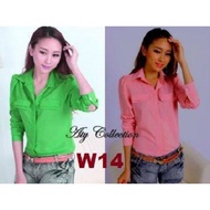 KEMEJA W14 Cool Casual Women's Shirt Good Quality Full SIZE