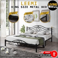 Living Mall Leemi King Size Metal Bed Frame in Black Colour with Mattress Option