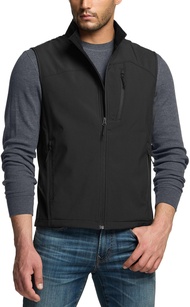 TSLA Men's Sleeveless Softshell Vest, Full-Zip Windbreaker Vest, Outdoor Golf Travel Hiking Vest
