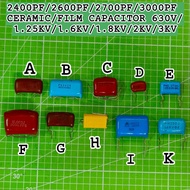2400PF/2600PF/2700PF/3000PF CERAMIC/FILM CAPACITOR 630V/1.25KV/1.6KV/1.8KV/2KV/3KV