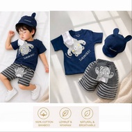 Premium Kids Suit Baby Boy Clothes Pants Hat Set Surprised Whaley Paddington Bear Japanese Bread Hap