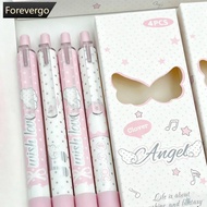FOREVERGO 4Pcs Angel Wings Retractable Gel Pens High‑Value Korean Ins Style Quick‑Drying Black ST Ti
