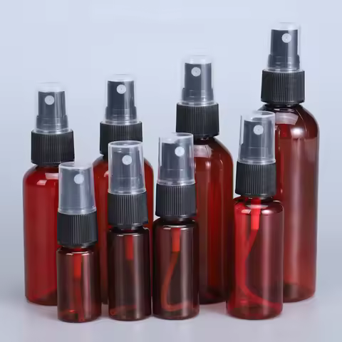 20/50/100pcs 20ml 30ml 50ml 60ml 100ml Plastic Spray Bottles Brown Amber Atomizer Perfume Sprayer Po