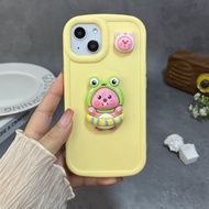 Suitable for IPhone 11 12 Pro Max X XR XS Max SE 7 Plus 8 Plus IPhone 13 Pro Max IPhone 14 15 Pro Max Phone Case Lovely Pink Animal Cute Accessories Interesting Frog Headgear