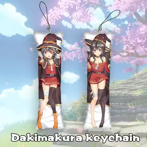 FashionKonosuba Megumin Dakimakura Keychain Double Sided Anime Body Mini Key Chain Ornament Cosplay 