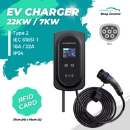 EV Charger 22KW 7KW 16A 32A 1 or 3 Phase EVSE Wallbox EV Charging Station with Type 2 Cable BYD BMW 