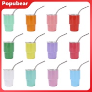 Mini Tumbler Shot Glass with Straw And Lid 3 Oz Stainless Steel Thermal Cup Leak-Proof Insulated Sho