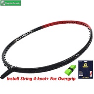 【Original】Apacs Nano Fusion Speed 722 (Install String Elite III 4 knot+ Foc Overgrip)Badminton Racket -Black Red (1 Pcs)