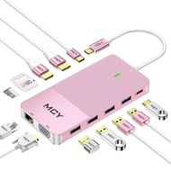 Docking Station, MCY 12 in 1 Triple Display Laptop USB C Docking Station Dual Monitor USB Type C Hub