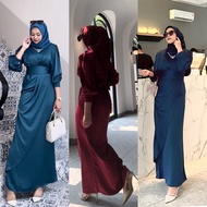 Nathalie NEW SERIES BURGUNDY WEDDING DRESS - LUXURY MUSLIMAH DRESS - MUSLIMAH PARTY DRESS - PARTY DR