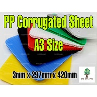PP Corrugated Board / PP Hollow Sheet. Size A3 - 3mm