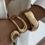 Y • LIFE Irregular Geometric Smooth Heavy Metal Curved Shaped Bangles for Women Trend Punk Party Bra